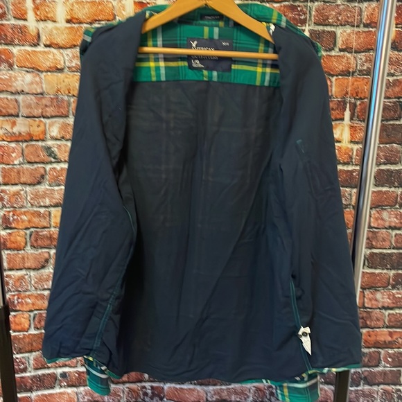 American Eagle green blue plaid shirt men’s large athletic fit 100% cotton - Picture 5 of 5